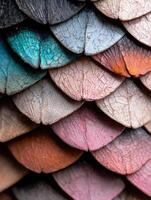 Close up of colorful overlapping scales photo