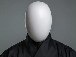 Figure with a blank white mask and black robe photo