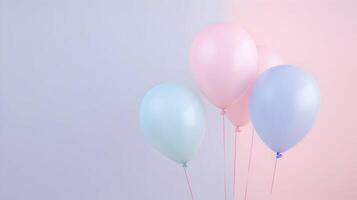 Pastel Balloons Floating Against Gradient Background for Party Celebrations and Decor photo