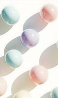 Pastel Spheres on White Background with Soft Shadows for Gentle and Relaxing Visuals photo