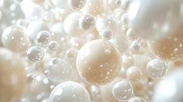 Elegant arrangement of shiny pearls, a luxurious display of opulence and beauty photo