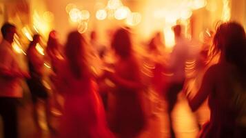 Abstract motion blur capturing the energy and rhythm of people dancing in warm light photo