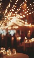 Enchanting indoor event ambiance with soft lights, creating a warm and inviting atmosphere photo