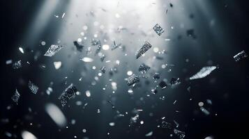 Abstract Falling Shards and Bokeh Lights Creating a Dreamy and Mysterious Ambience photo
