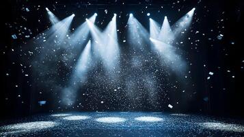 Dramatic stage lighting and confetti creating a captivating and festive atmosphere photo