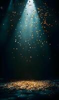 Celebratory confetti shower under spotlight, creating a festive and dynamic atmosphere photo