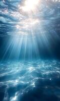 Underwater Serenity, Sunlight Streams Through Crystal Clear Ocean Water, Creating a Calming photo