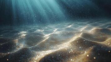 Underwater Sunlight Illuminating the Ocean Floor creating a serene and dreamy atmosphere photo