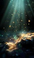 Underwater realm with sunlight filtering through, creating a mesmerizing aquatic scenery photo