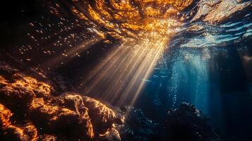 Sunlight filtering through ocean water creating a mesmerizing underwater spectacle photo