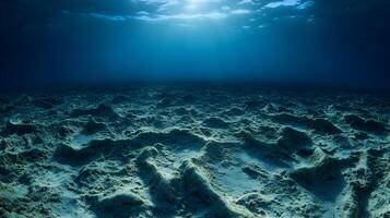 Mesmerizing underwater landscape capturing sun rays filtering through ocean depths photo