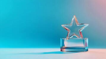 Acknowledge stellar performance with this elegant glass star award, showcasing excellence photo