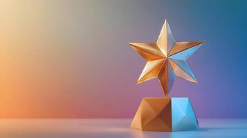 Gold star award on colorful background representing achievement and recognition photo