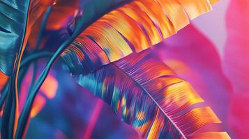 Vibrant tropical leaves with colorful gradients create a captivating botanical display photo