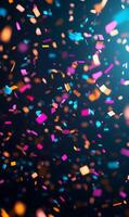 Vibrant confetti explosion creating a festive abstract background for celebration photo