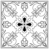 Classic Abstract Pattern Black Lines on White Background for Scarf Coloring vector