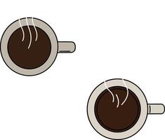 Two steaming coffee cups on a white background in a minimalistic style showcasing warmth and comfort in illustration vector