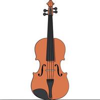 Classic wooden violin in a minimal style showcasing elegant curves and fine details in flat art vector