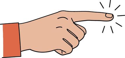 Hand pointing with a focused gesture in a minimalistic style, illustrating communication in art vector
