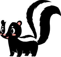 Cute black and white skunk character in a playful pose, minimal illustration vector