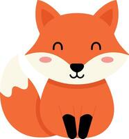 Cute orange fox character with a smiling face in flat art style vector