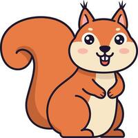 Cheerful cartoon squirrel with large eyes and bushy tail in flat art style vector