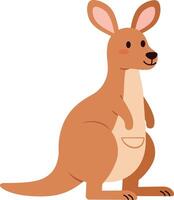 Cute kangaroo character in a playful pose, minimal design style, cheerful and friendly expression, illustration vector