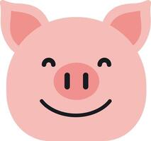 Cute smiling pig face in flat design style with simple shapes and cheerful expression illustration vector