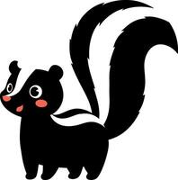 Cute black and white skunk character in a playful pose, minimal design style, art vector