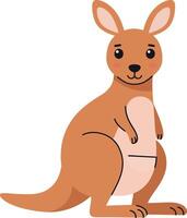 Friendly kangaroo standing upright in a playful pose, minimalistic design illustration vector