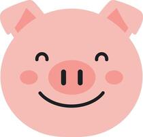 Cute smiling pig face character in minimal flat design illustration vector