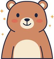 Cute cartoon bear character with a friendly expression in flat art style vector