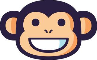 Happy cartoon monkey face with playful expression in flat style illustration vector