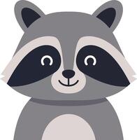 Friendly raccoon character in a flat design style showcasing playful expression in art vector