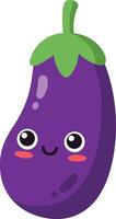 Cute smiling eggplant character in minimal flat design art vector