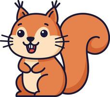 Cute cartoon squirrel character in a playful pose featuring flat design art vector