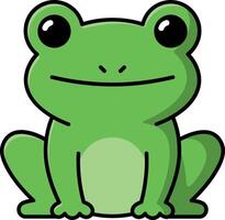 Friendly green frog character with big eyes in a minimal flat design illustration vector