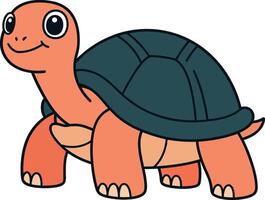 Happy cartoon turtle with a colorful shell in a playful flat illustration vector