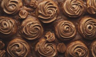 A close up of a chocolate cake with chocolate frosting and chocolate sprinkles photo