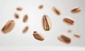 A close up of a nut with a green seed inside photo