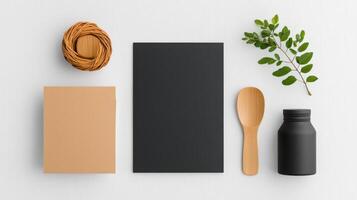A black box with a spoon and a jar of something on top of it photo