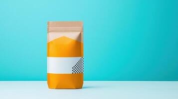 A bag of food is sitting on a table photo