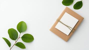 A brown book with a white piece of paper on top of it photo