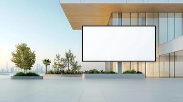 The billboard is empty, but the surrounding area is filled with greenery photo