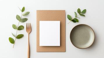 A white paper with a fork and a leaf on it photo