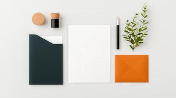 A white envelope sits on a table next to a black pen and a cork stopper photo