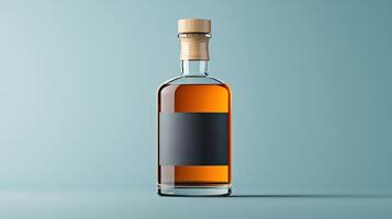 A bottle of liquor with a cork stopper photo