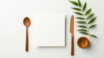 A white paper with a knife and spoon on it photo