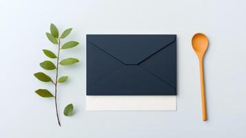 A blue envelope with a spoon on top of it photo