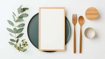 A white plate with a fork and spoon on it photo